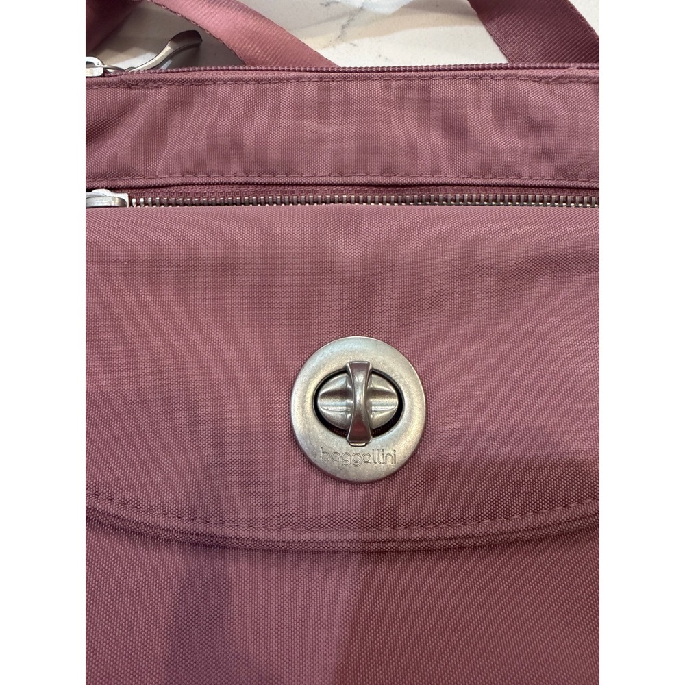 Baggallini Mauve Pink Nylon Crossbody Bag RFID Blocking Travel Purse Adjustable - Picture 3 of 12
